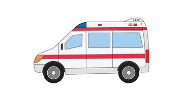 Kinder Zeichnung Karikatur Vektor Illustration Krankenwagen isoliert auf Weiß Hintergrund