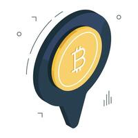 en isometrisk design ikon av bitcoin plats vektor