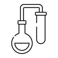 chemisch Flasche mit Prüfung Tube Symbol im linear Design, chemisch Experiment Konzept Vektor