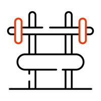 Gym bänk ikon i översikt design vektor