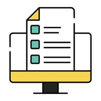 Papier im Monitor mit Symbol für Online-Checkliste vektor