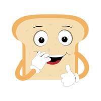 glücklich Brot Scheibe Karikatur Maskottchen Charakter, komisch Sandwich Karikatur Jahrgang Brot Charakter retro Stil Brot Logo Vektor Illustration 60er Jahre 70er Jahre Brot retro Stil