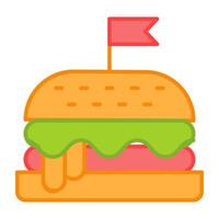 skräp mat ikon, platt design av burger vektor