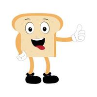 glücklich Brot Scheibe Karikatur Maskottchen Charakter, komisch Sandwich Karikatur Jahrgang Brot Charakter retro Stil Brot Logo Vektor Illustration 60er Jahre 70er Jahre Brot retro Stil