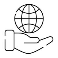 Hand halten Globus präsentieren global Bedienung Symbol vektor