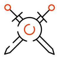 ein linear Design, Symbol von Kreuz Schwerter vektor