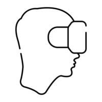 glasögon tillbehör ikon, linjär design av vr glasögon vektor