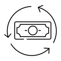 Banknote mit rotierend Pfeile zeigen Konzept von Geld Drehung vektor