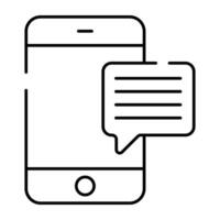 chatt bubbla med smartphone visa upp mobil chatt ikon vektor