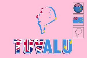 vektor illustrationer av de tuvalu flagga och Karta