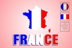 Frankrike Karta och Frankrike flagga vektor teckning