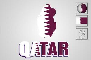 qatar Karta och vektor illustration av de flagga