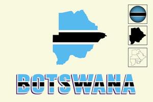 Botswana Karte und Botswana Flagge Vektor Zeichnung