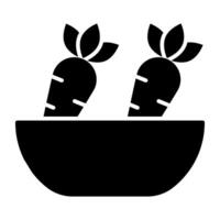 morötter, vegetabiliska skål ikon i unik design vektor