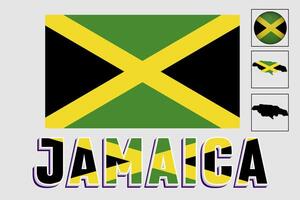 jamaica Karta och flagga i vektor illustration