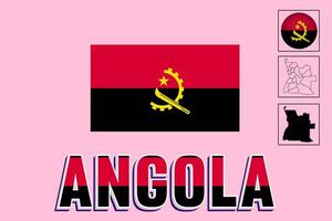 angola Karta och angola flagga vektor teckning