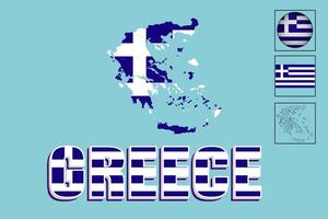 grekland flagga vektor teckning och Karta