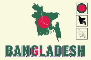 bangladesh Karta och bangladesh flagga vektor teckning