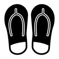 en par av strand tofflor ikon, fast design av flip flop vektor