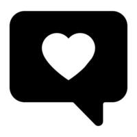 ikon av romantisk chatt, hjärta inuti meddelande bubbla vektor