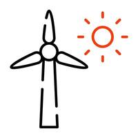 en unik design ikon av sol- turbin vektor