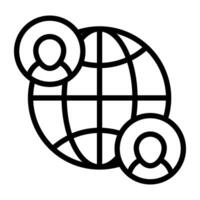 en linje design ikon av global studerande vektor