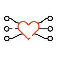 hjärta med knutpunkter som visar begrepp av kärlek nätverk vektor