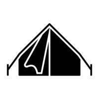 fast design ikon av läger, utomhus- boende vektor