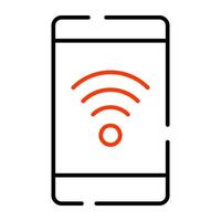 internet signaler inuti smartphone, ikon av mobil wiFi vektor