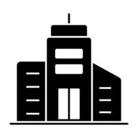 en fast design ikon av kommersiell byggnad, arkitektur vektor
