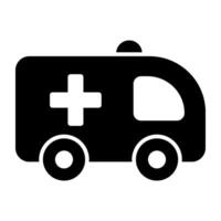 medicinsk transport ikon, glyf design av ambulans vektor