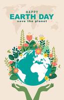 International Mutter Erde Tag Hintergrund mit Erde und Pflanze Illustration vektor
