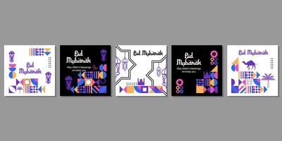 einstellen von eid Mubarak al fitr islamisch Arabisch Moschee die Architektur Illustration zum ein Poster Banner, Startseite Vorlage vektor