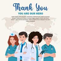 uppsättning av tacka du läkare och sjuksköterska bakgrund vektor
