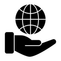 Hand halten Globus präsentieren global Bedienung Symbol vektor