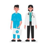 illustration av läkare och sjuksköterska vektor