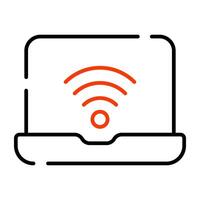 wiFi signaler inuti bärbar dator, ikon av ansluten bärbar dator vektor