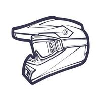 Linie Kunst Motorrad Helm isoliert auf Weiß Hintergrund Vektor Illustration