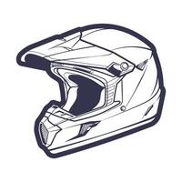 Linie Kunst Motorrad Helm isoliert auf Weiß Hintergrund Vektor Illustration