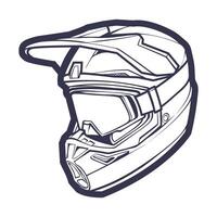 linje konst motorcykel hjälm isolerat på vit bakgrund vektor illustration