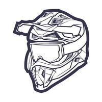 Linie Kunst Motorrad Helm isoliert auf Weiß Hintergrund Vektor Illustration