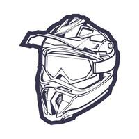 Linie Kunst Motorrad Helm isoliert auf Weiß Hintergrund Vektor Illustration