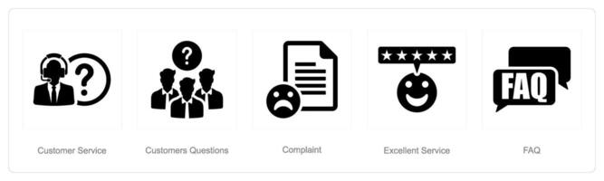 en uppsättning av 5 kund service ikoner som kund service, kund frågor, klagomål vektor