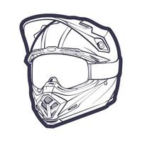 Linie Kunst Motorrad Helm isoliert auf Weiß Hintergrund Vektor Illustration