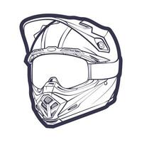 linje konst motorcykel hjälm isolerat på vit bakgrund vektor illustration
