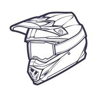 Linie Kunst Motorrad Helm isoliert auf Weiß Hintergrund Vektor Illustration