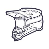 Linie Kunst Motorrad Helm isoliert auf Weiß Hintergrund Vektor Illustration