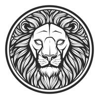 lejon huvud svart och vit teckning tatuering design vektor illustration