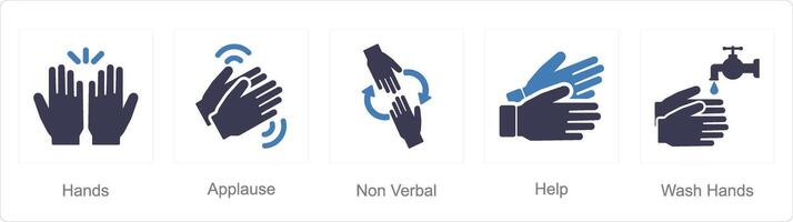 en uppsättning av 5 händer ikoner som händer, applåder, hjälp vektor