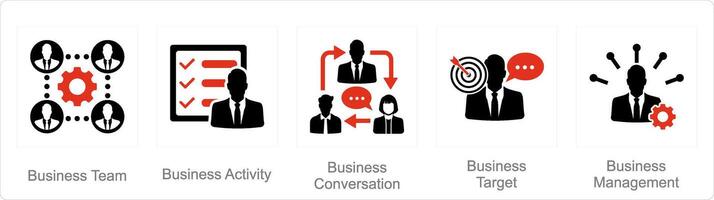 ein einstellen von 5 mischen Symbole wie Geschäft Team, Geschäft Aktivität, Geschäft Konversation vektor